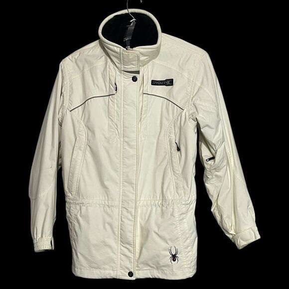 Spyder Winter Shell‎ Ski Jacket Ivory And Black Women Size 12 Entrant GII 5000mm - Picture 1 of 11